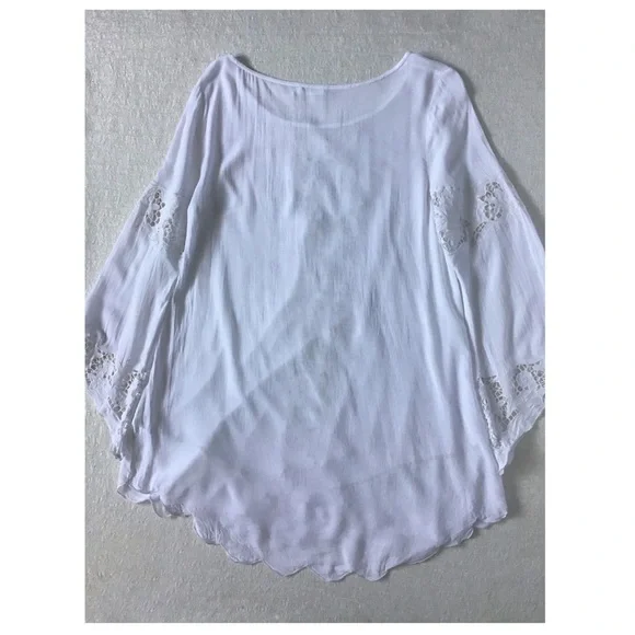 Lush Swim Cover Up Woman’s Size Medium Floral Pattern Cutouts Bell Sleeves - Picture 5 of 14